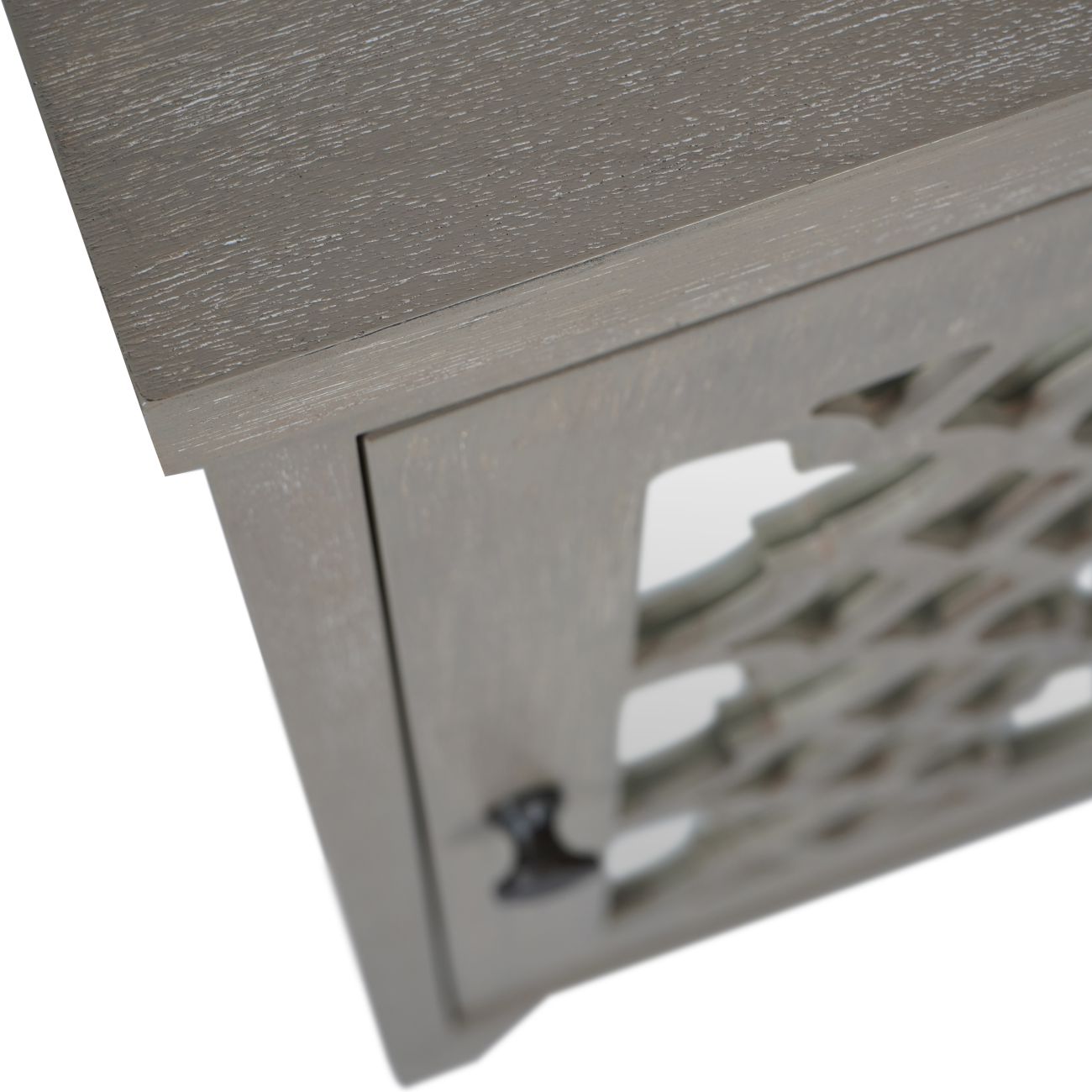 Laura Ashley Grey Greystead Wooden Mirrored Bedside Table